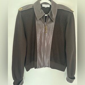 St. John Vintage leather sweater jacket